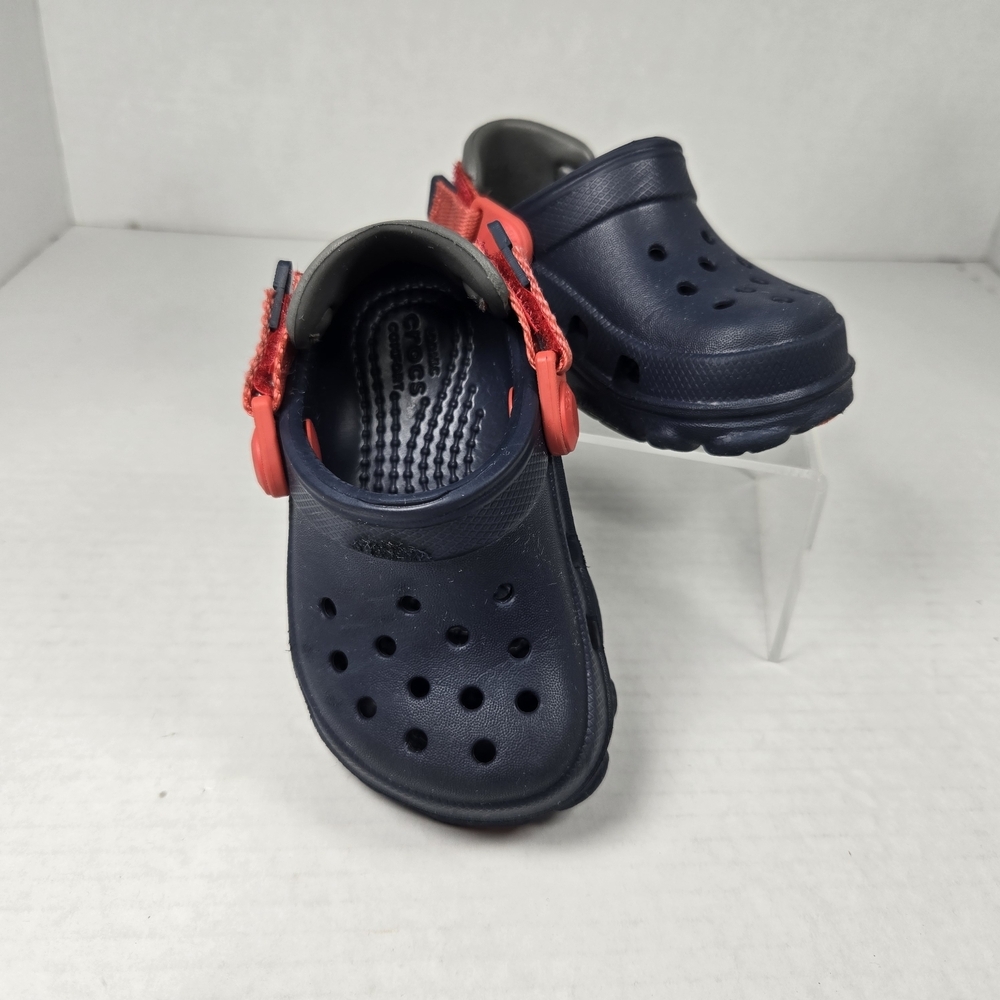 Crocs Kids All-Terrain Navy Red Clogs Slipon Sandals Unisex Sz C4 Toddler Baby 4